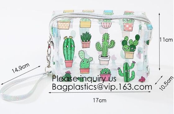 buy Cute Unicorn PVC Transparent Travel Accessory Cosmetic Bag Waterproof Makeup Pouch Cactus Flamingo Wash Kits Organizer online manufacturer