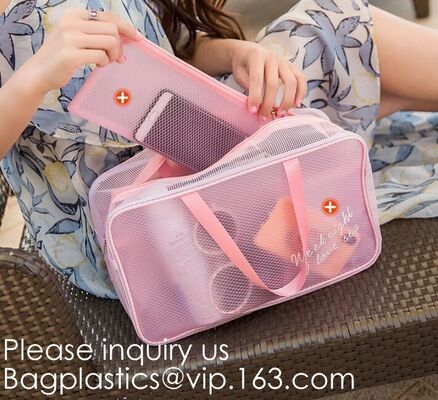 buy Easy Carrying Small Transparent Pvc Cosmetic Pouch,Shiny Glitter Pvc Cosmetic Pouch Bag With Three Pouch, bagease, bagpl online manufacturer