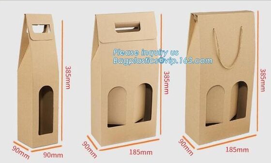 buy Bottle Bag Present Wine Bottle Gift Decorative Paper Bags with metal handle,Wine Packing Kraft Paper Bag with Twist Hand online manufacturer