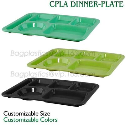 buy 5 Compartment Lunch Box Disposable Plastic Food Container, biodegradable Fast Food Tray, disposable safety meat tray online manufacturer