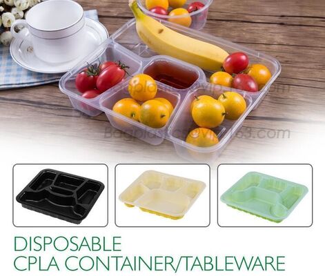 buy Disposable corn starch plates biodegradable corn starch food container, Disposable PLA Serving Divided Lunch Tray online manufacturer