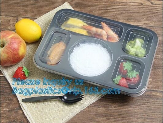 buy 3 compartment plastic food storage Microwave Freezer Safe Plastic Disposable lunch box,Fast food container disposable ta online manufacturer