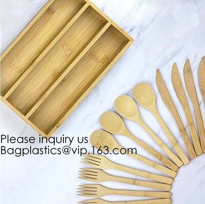 buy 12-Piece Reusable Bamboo Flatware Set with Portable Storage Case,Chopping Board,Cheese Board,Pizza Board,Drawer Organzie online manufacturer