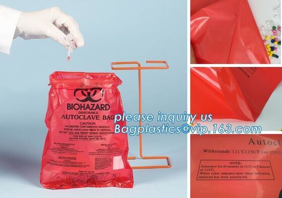 buy Plastic biohazard infectious waste Dustbin liner, Autoclave Biohazard Bags, High density PE drawstring garbage bag bioha online manufacturer