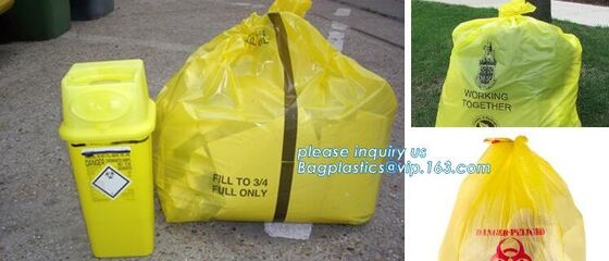 buy Plastic biohazard waste bags for clinical waste, big capacity yellow biohazard bag with gusset, Autoclavable Biohazard M online manufacturer