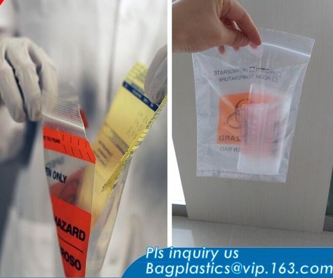 buy 8"*10" BIOHAZARD PRINTED SPECIMEN BAGS with tear off line, 3-wall Biohazard Specimen Bags, Laboratory Specimen Transport online manufacturer