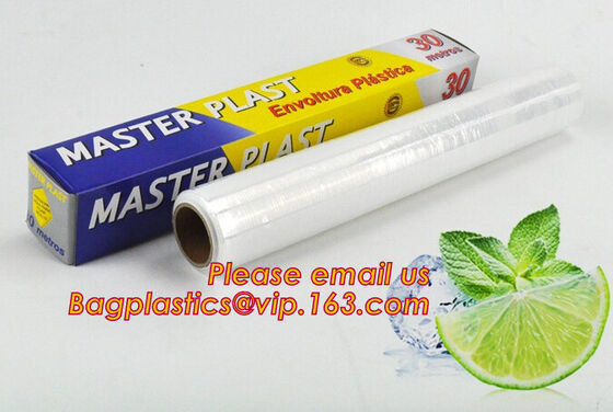 buy Eco friendly non toxical soft pe pvc food cling wrap on sale, clear food film food grade PE plastic wrap online manufacturer