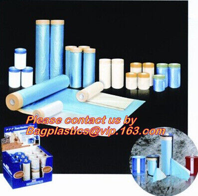 buy HDPE auto paint overspray protective masking film overspray masking film, Plastic Pre-taped Masking Film Drop cloth mask online manufacturer
