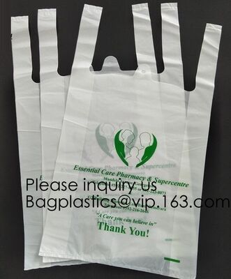 buy Supermarket Bio-Degradable Compostable T Shirt Bags Thank You Tote Perfect For Business. Best Bulk, Heavy Duty online manufacturer