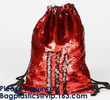 buy Amazon Hot Sale Magic Mermaid Reversible Sequin Drawstring Bag, Wholesale Polyester Custom LOGO Sequin, Sequins, Paillet online manufacturer