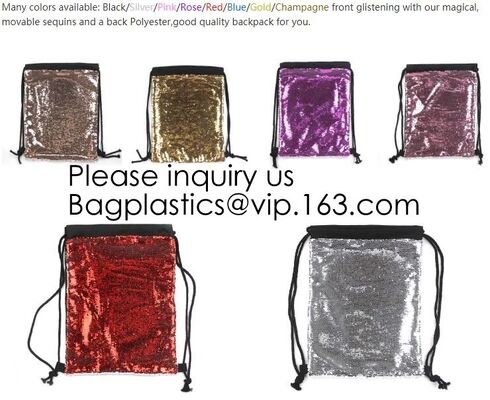 buy Fashion Bling Sublimation Magic Sequin Drawstring Backpack Bag,Glitter Mermaid Flip Sequin Bag Outdoor Shoulder Reversib online manufacturer