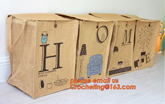 buy JUTE STORAGE BASKET WITH COTTON ROPE HANDLES,Burlap fabric jute toy storage basket for home storage organization bagease online manufacturer