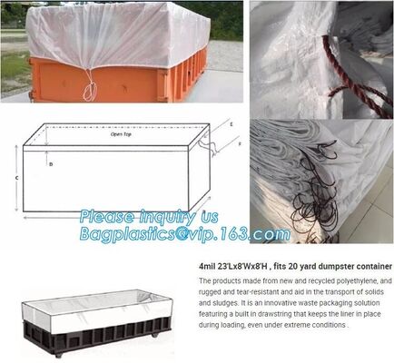buy 12Mil Open Top 30 Yard Dumpster Container Liners,21'Lx8'Wx8'H PE drawstring dumpster container liners for waste transpor online manufacturer