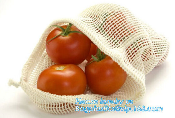 buy Recycled grocery shopping fruit reusable produce bag organic cotton mesh bag,100% Certified Organic Cotton Reusable Mesh online manufacturer