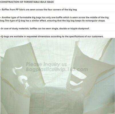 buy Flat bottom open mouth virgin PP woven bags 1000kgs 1 ton jumbo bags big fibc bulk bag for packing,breathable pp woven b online manufacturer