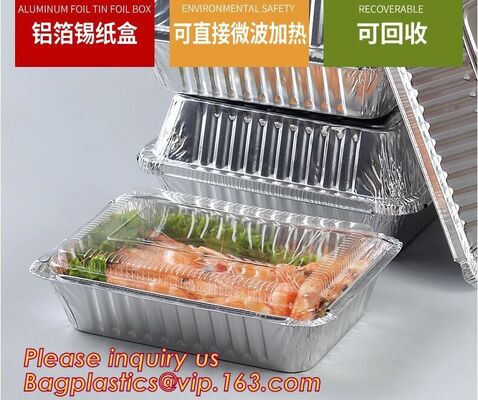 buy Food grade aluminium foil container/ carryout lunch box/tray with Cardboard Lid,airline foil food container bagplastics online manufacturer