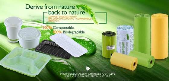 buy 100% Environment Friendly Compostable Cornstarch Garbage Bags, composted manure fertilizer soil packaging bag online manufacturer