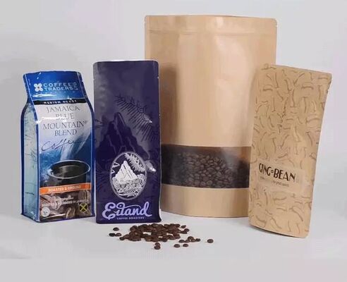 buy Kraft Paper Bags, Zip Lock Stand-Up Reusable Sealing Food Pouches With Transparent Window And Tear Notch For Storing ,Co online manufacturer