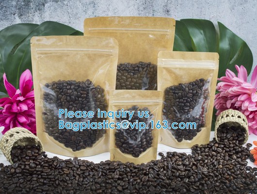 buy Kraft Stand Up Reusable Sealing All-Purpose Food Storage Pouches PE Reclosable Lock With Tear Notch For Candy Beans online manufacturer