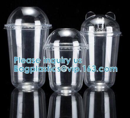 buy U Shaped Creative Disposable Plastic Cup Transparent Beverage Juice Coffee Tea Takeaway Packaging Cups With Lid online manufacturer