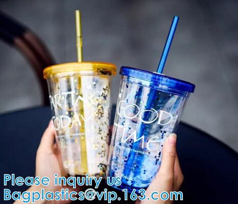 buy Sequin Double Layer Water Bottle Glitter Cup Heat Cold Insulation Party Home Wedding Thanksgiving Birthday Toasting online manufacturer