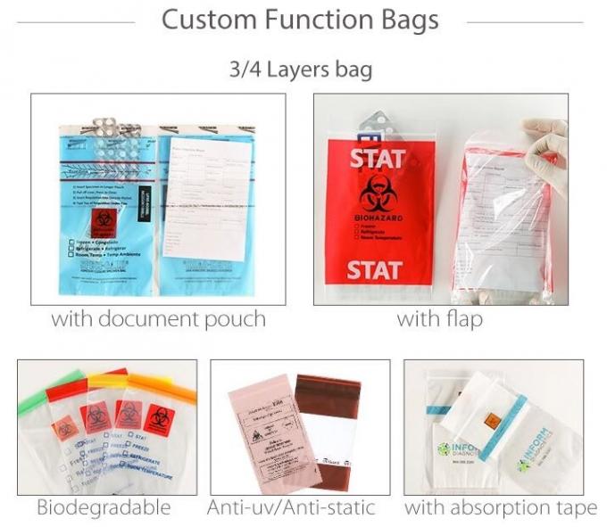 Medical packaging bags, SPECIMEN BIOHAZARD bag, LAB bags, LAB supplies