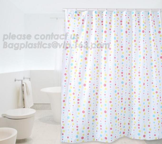 Home goods pure white shower curtains with plastic hook, Custom Printed