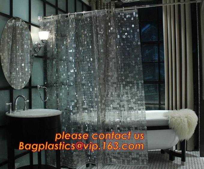 Custom Polyester Printing Shower Curtain, waterproof fireproof hook