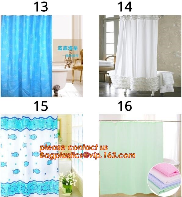 Custom Polyester Printing Shower Curtain, waterproof fireproof hook