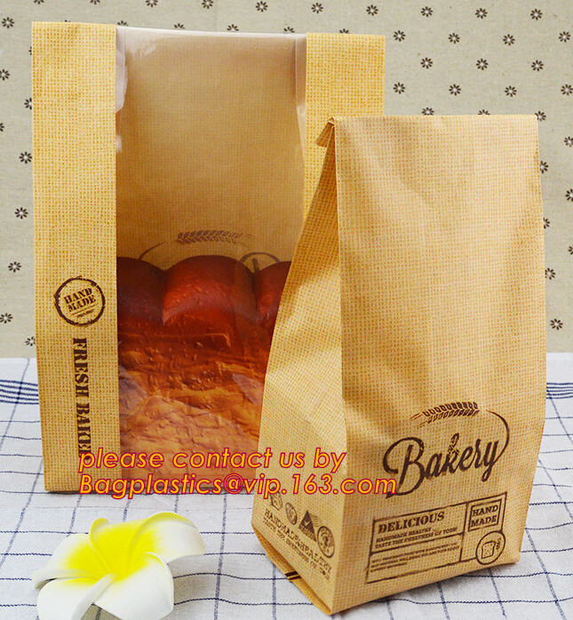 Recyclable sandwich bread food packaging brown paper bag,square bottom ...
