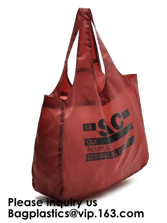 Custom Ecofriendly Durable Foldable Polyester Handle Bag Pocket