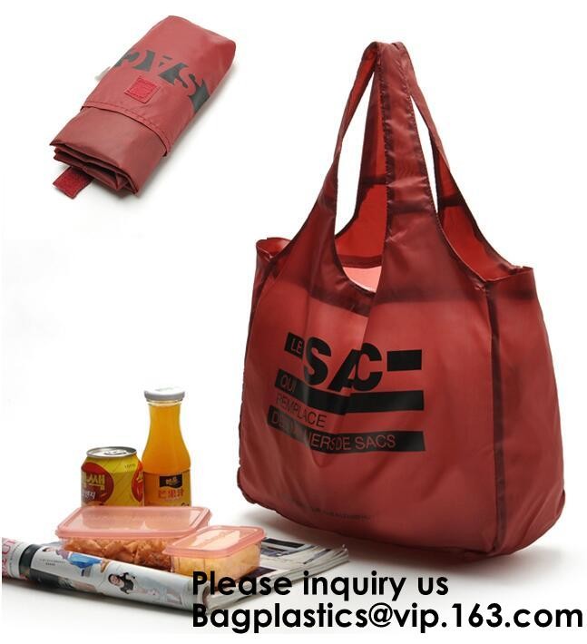 Custom Ecofriendly Durable Foldable Polyester Handle Bag Pocket
