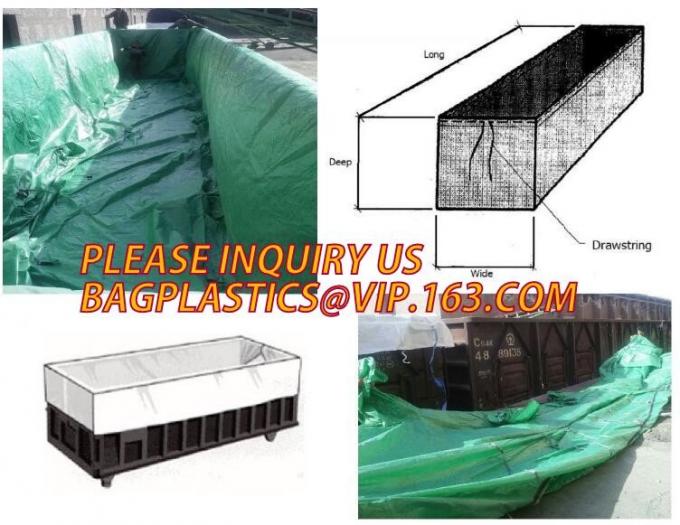 Large durable drawstring dumpster container liner for garbage
