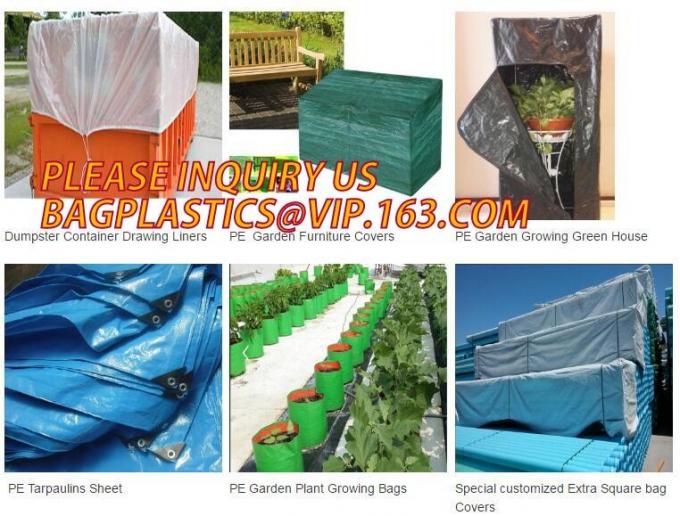 Large durable drawstring dumpster container liner for garbage