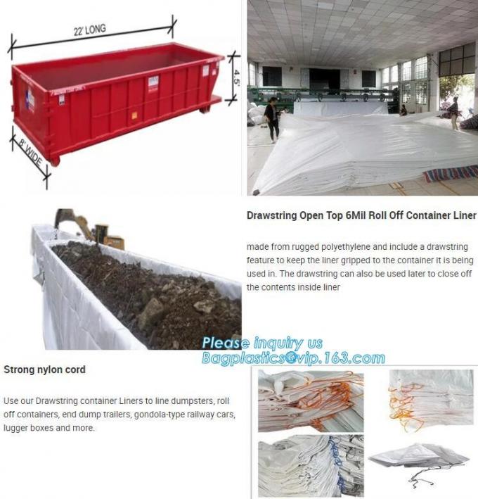 Dumpster 6Mill Open Top Roll Off Drawstring Container Liners,Open Top